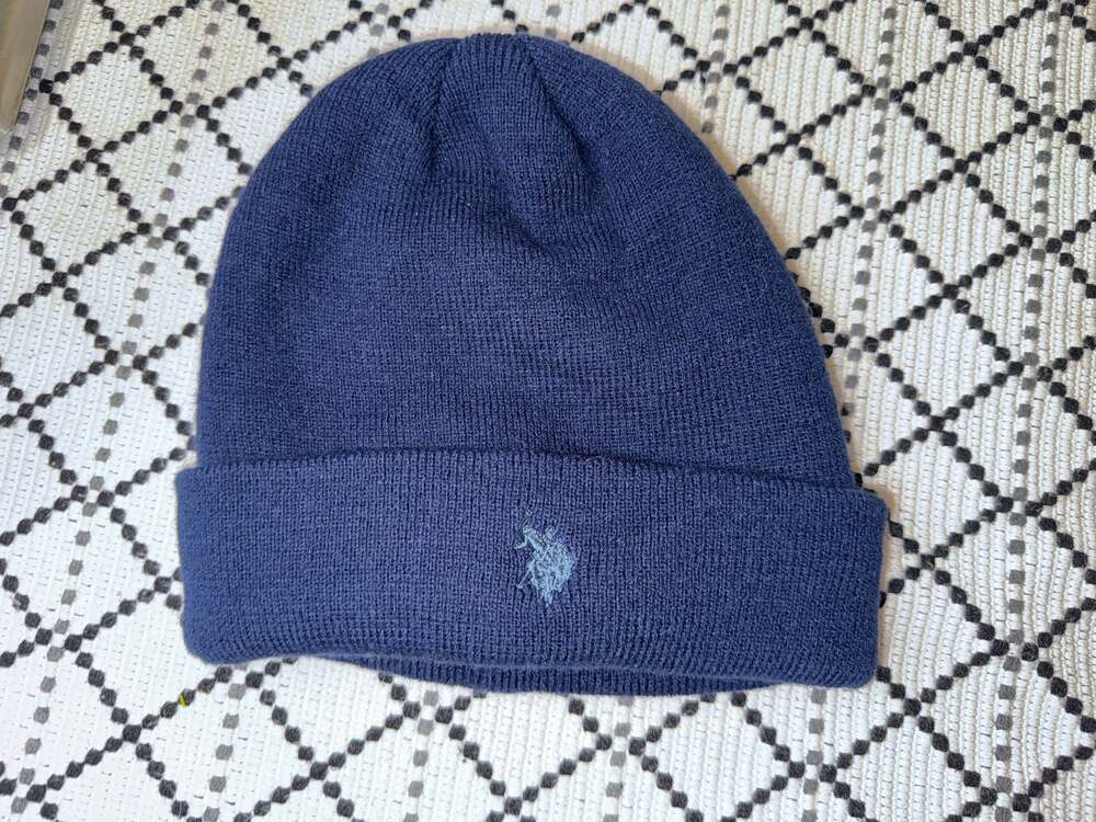 U.S. Polo Assn. Navy Sherpa Lined Knit Beanie Winter Hat Cuffed One Size